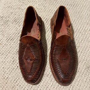 Men’s Huaraches (Brown Leather Woven Loafers)